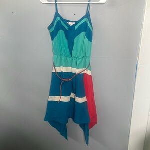 Margo & Sebastian M Asymmetrical Striped Belted Dress resort festival beach